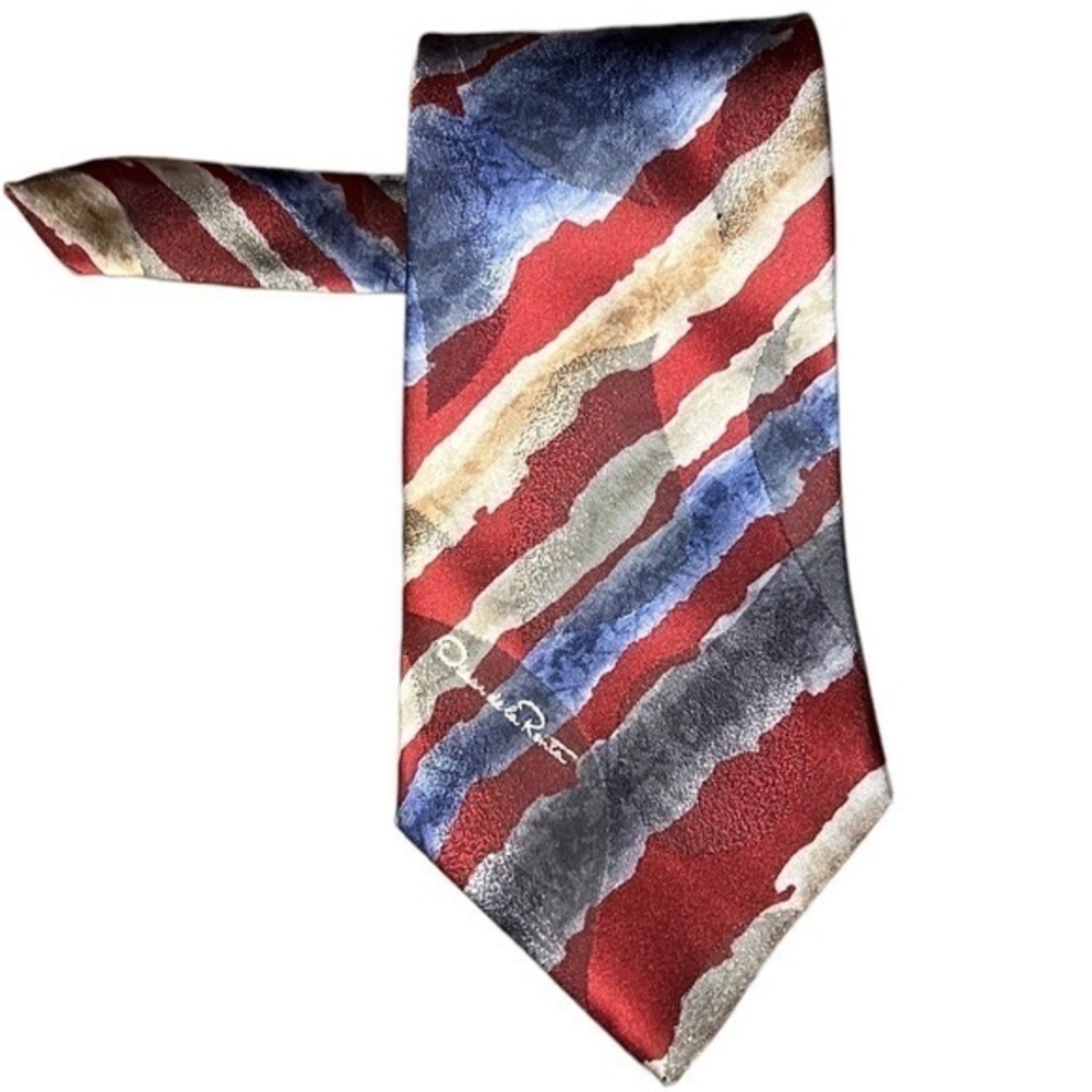 Vintage Oscar De La Renta Tie Multicolor Polyester and Silk